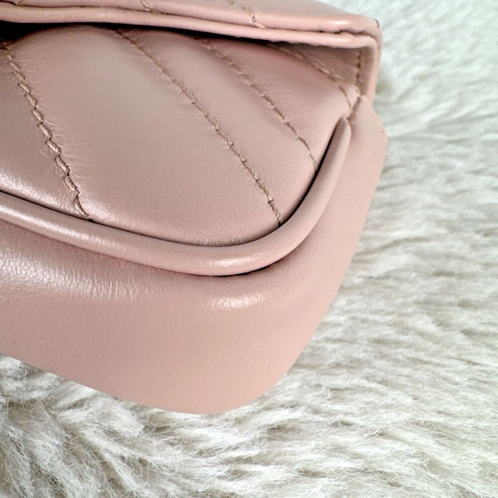 Gucci GG Marmont Super Mini Bag Wristlet Dusty Pink Matelasse Leather - Picture 15 of 16